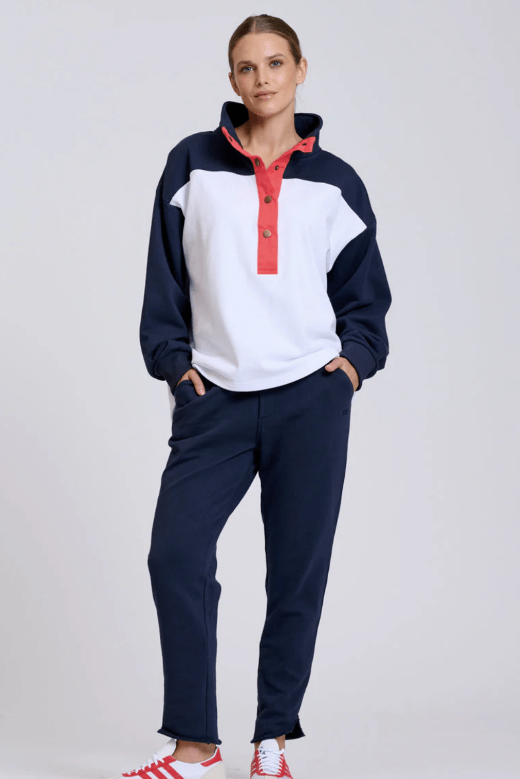 Collar Sweatshirt - Navy Combo - EST7 - Pizazz BoutiqueEST 1971