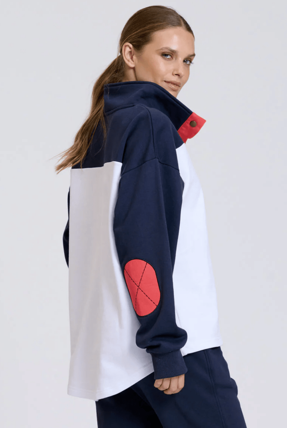 Collar Sweatshirt - Navy Combo - EST7 - Pizazz BoutiqueEST 1971