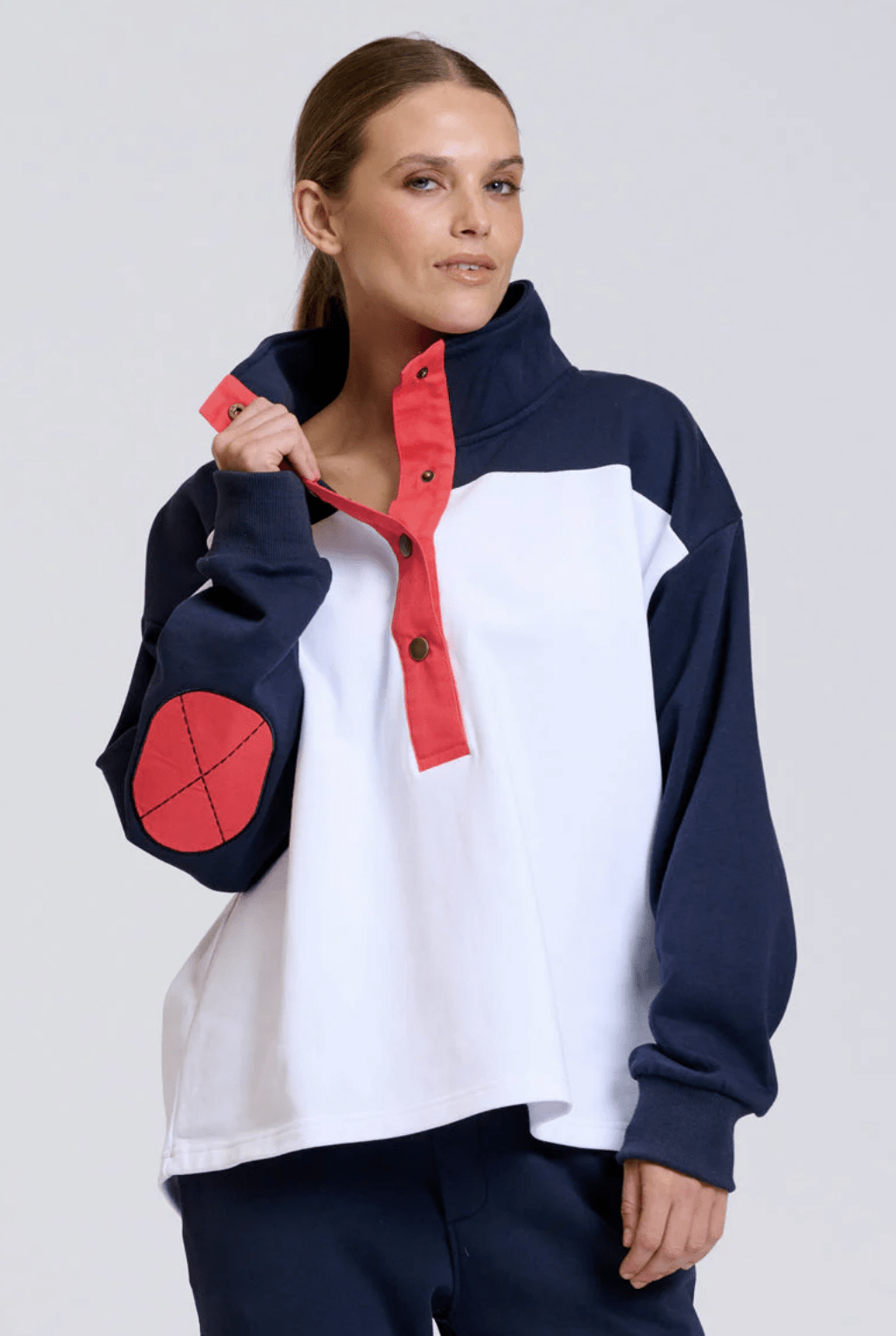Collar Sweatshirt - Navy Combo - EST7 - Pizazz BoutiqueEST 1971