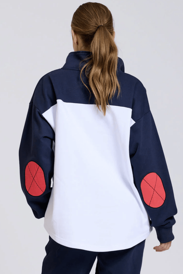 Collar Sweatshirt - Navy Combo - EST7 - Pizazz BoutiqueEST 1971