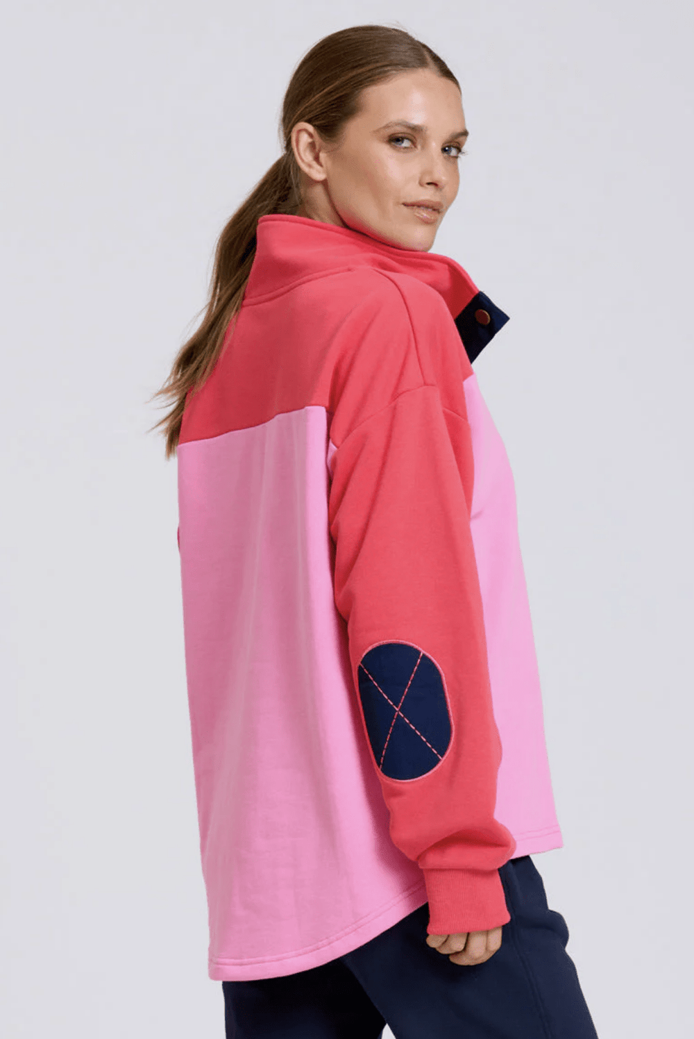 Collar SweatShirt - Pink Combo - EST7 - Pizazz BoutiqueEST 1971