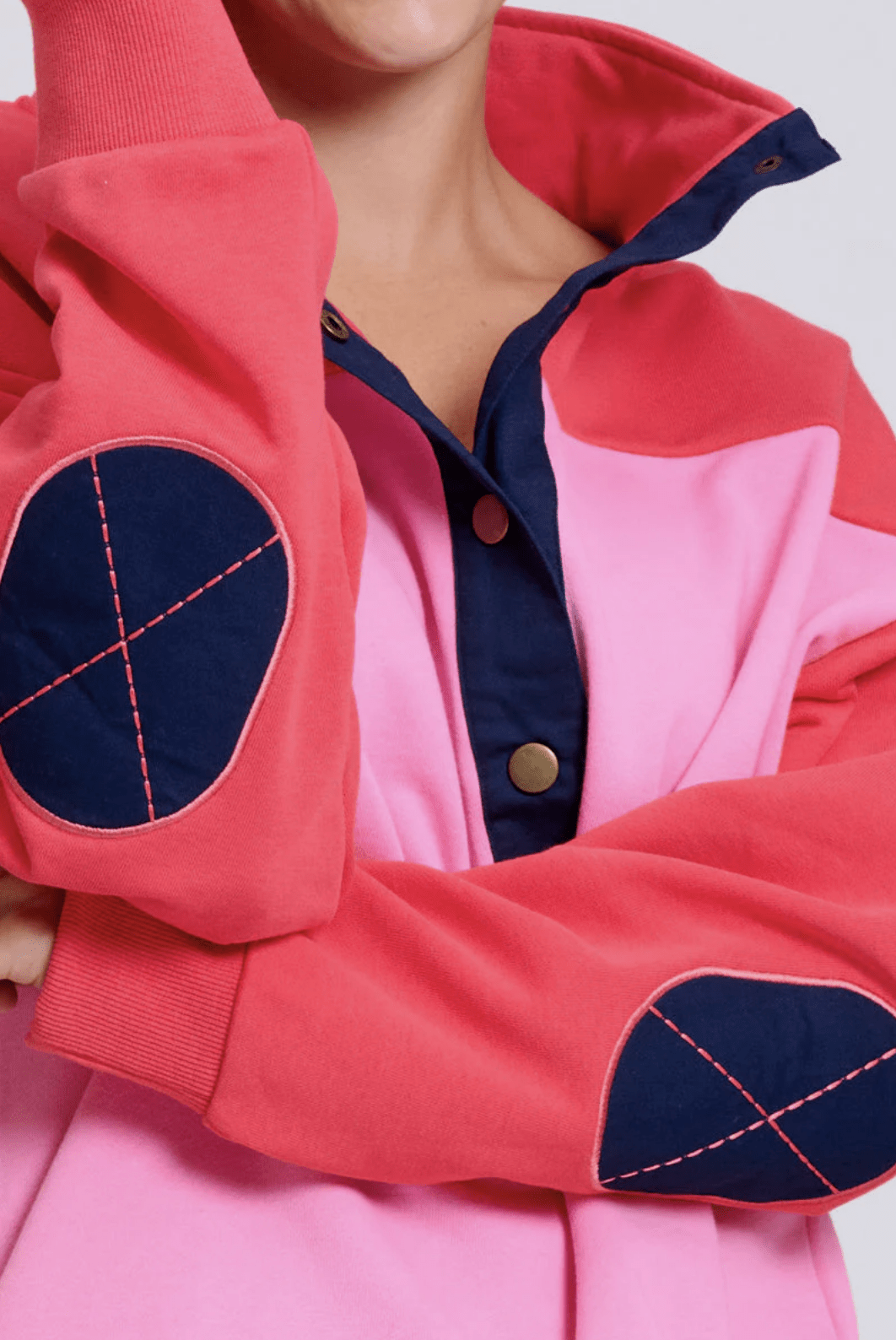 Collar SweatShirt - Pink Combo - EST7 - Pizazz BoutiqueEST 1971