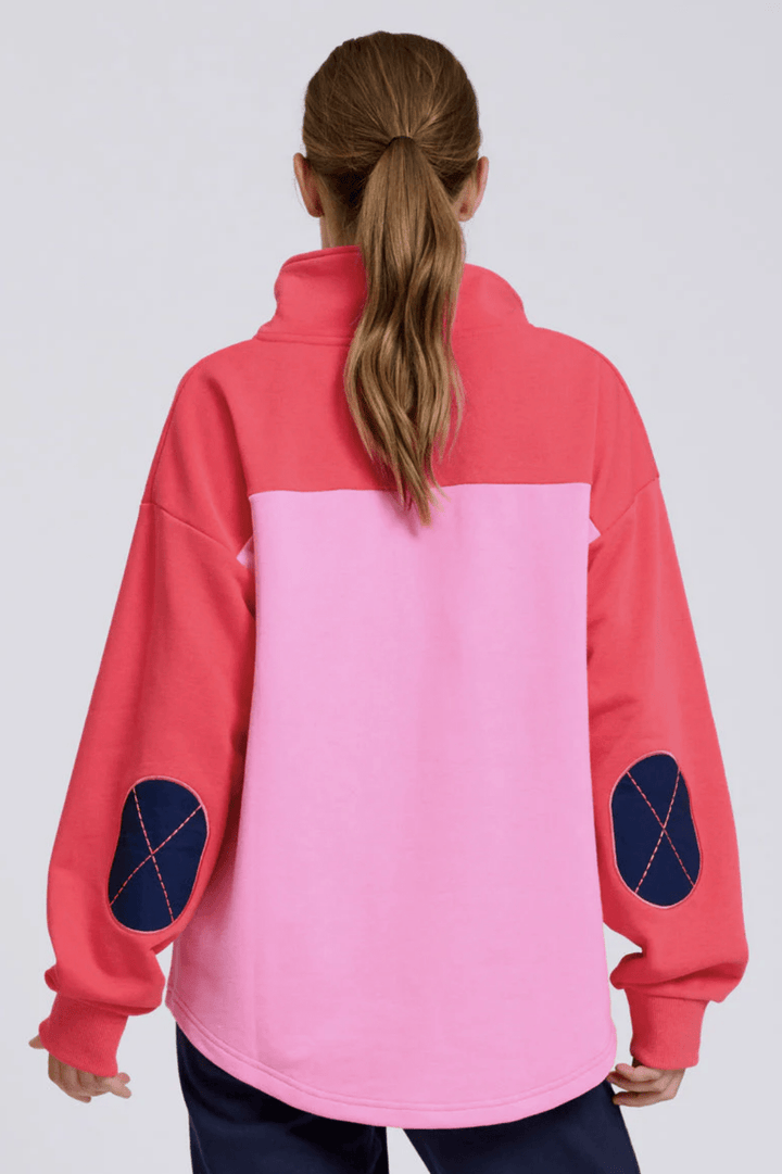 Collar SweatShirt - Pink Combo - EST7 - Pizazz BoutiqueEST 1971
