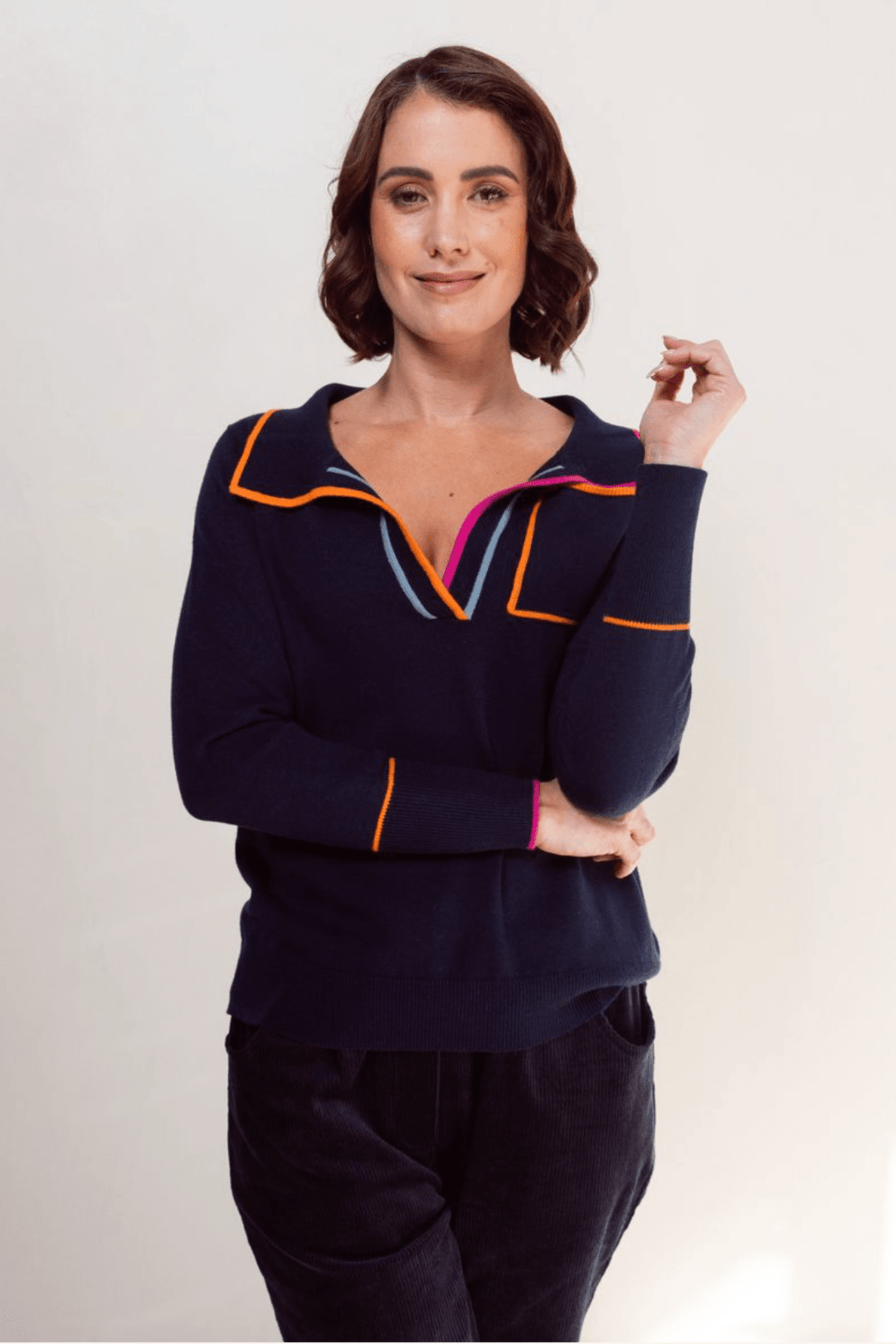 Collared Trim Sweater - Night Sky - SS24 - Pizazz BoutiqueSee Saw