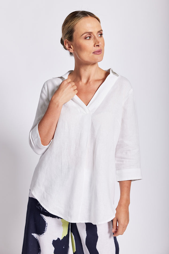 Collared Tunic Top - White - SS12