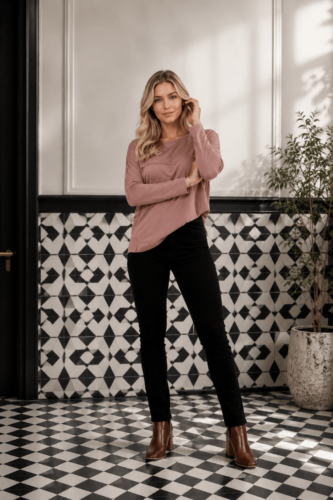 Cord Pull On Pant - Black - VA2 - Pizazz BoutiqueVassalli