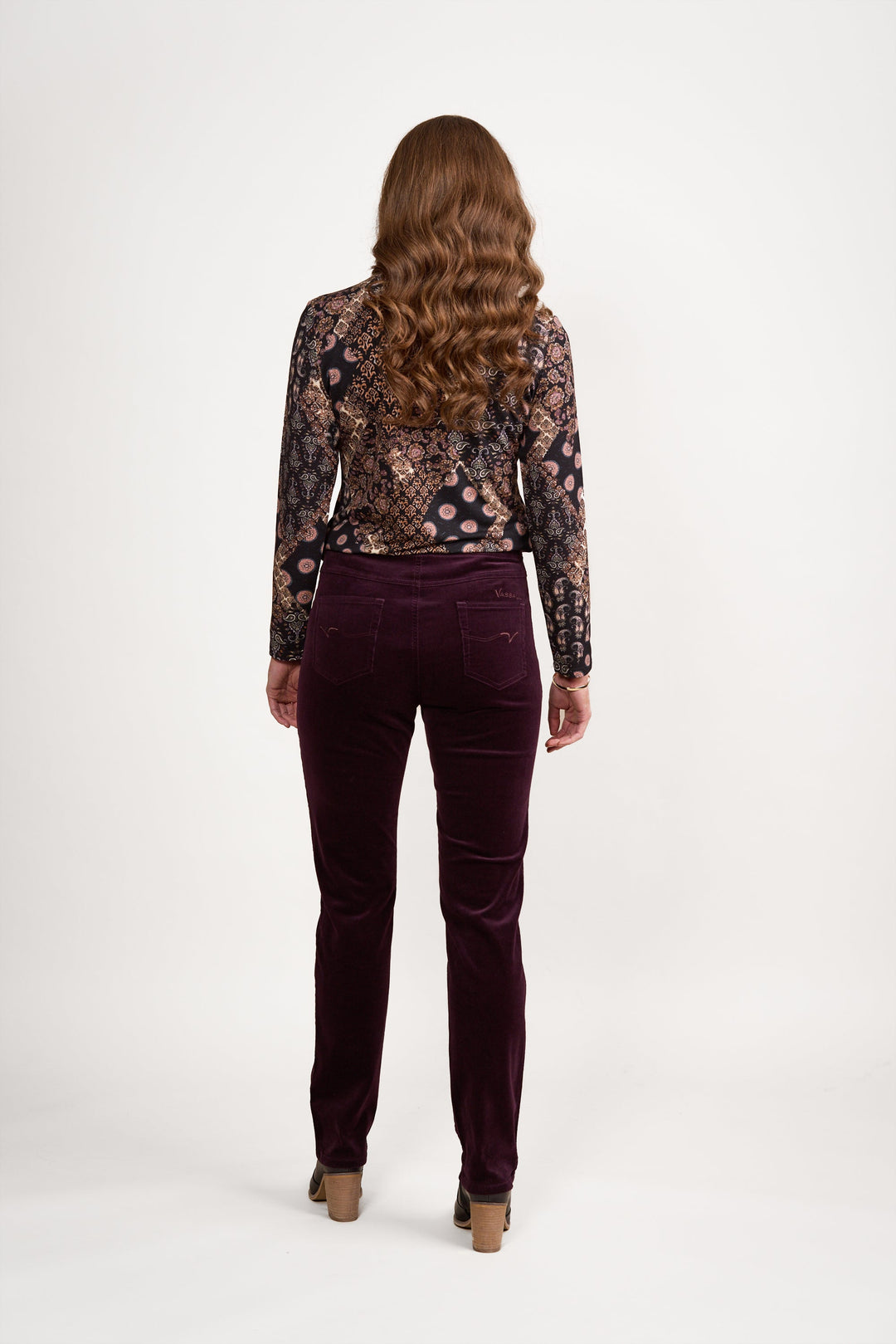 Cord Pull On Pant - Mulberry - VA2 - Pizazz BoutiqueVassalli