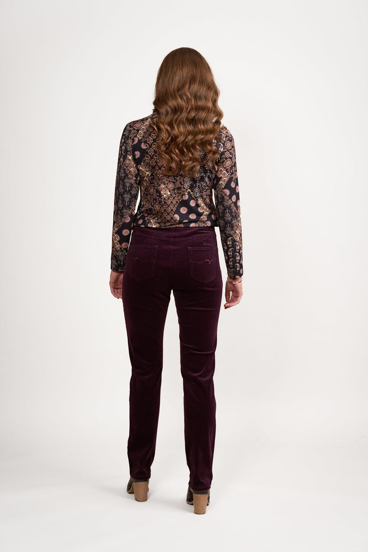 Cord Pull On Pant - Mulberry - VA2 - Pizazz BoutiqueVassalli