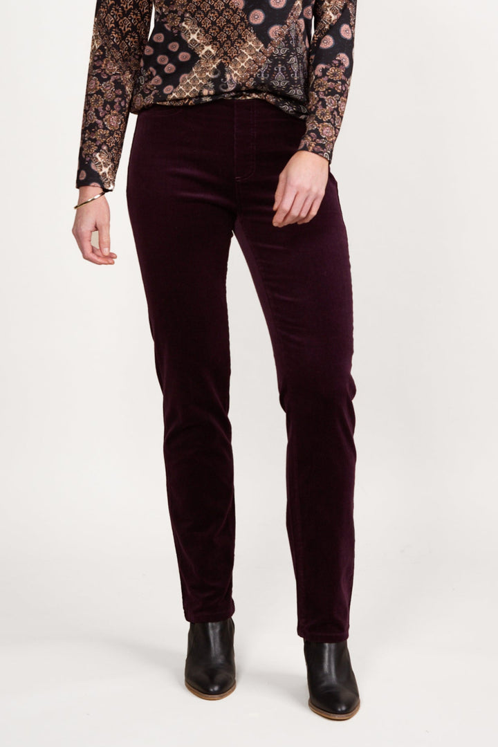Cord Pull On Pant - Mulberry - VA2 - Pizazz BoutiqueVassalli