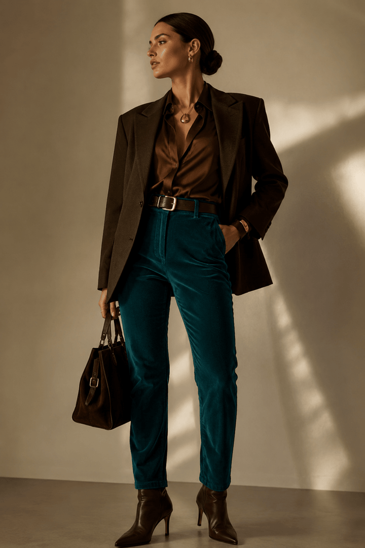 Cord Pull On Pant - Peacock - VA2 - Pizazz BoutiqueVassalli