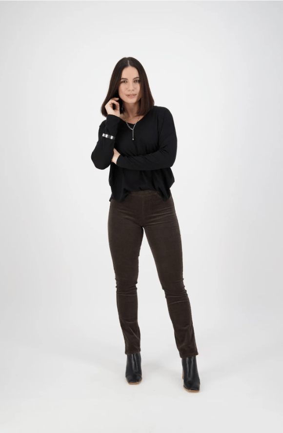 Cord Pull On Pant - Walnut - VA2 - Pizazz BoutiqueVassalli