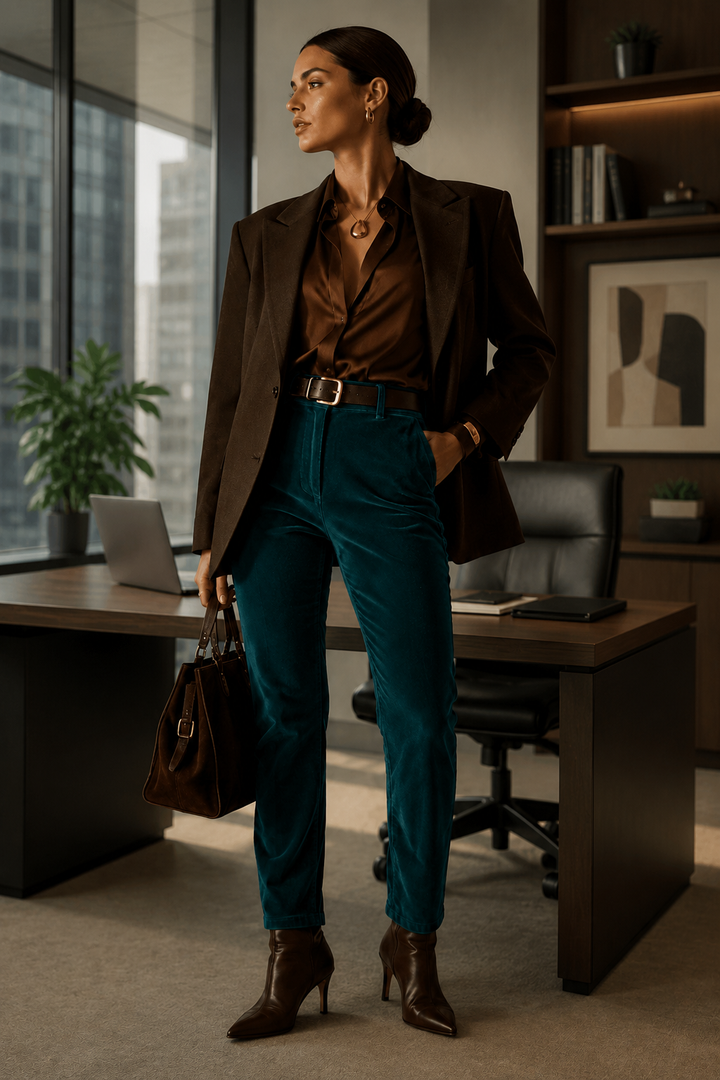Cord Pull On Pant - Peacock - VA2