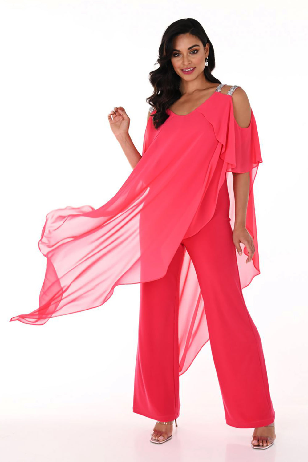 Frank Lyman Corlette Jumpsuit in Dahlia front view