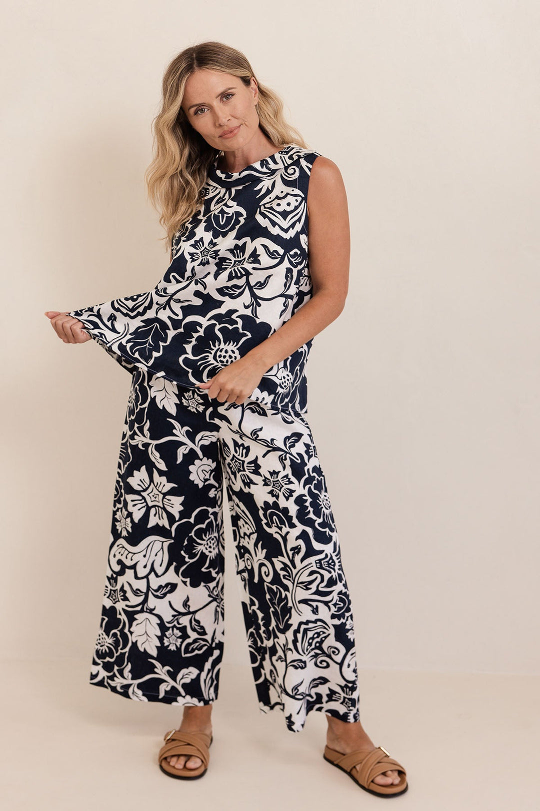 Cowl Neck Swing Top - Navy - SS49 - Pizazz BoutiqueSee Saw