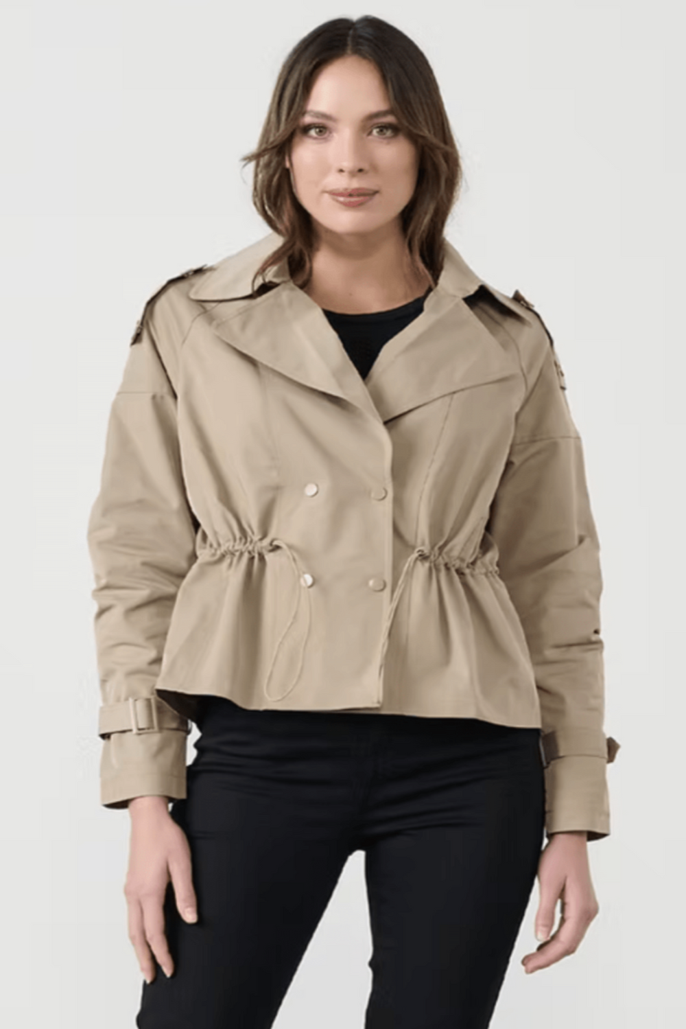 Crop Trench Drawstring Waist - Natural - CJ11 - Pizazz BoutiqueCaju