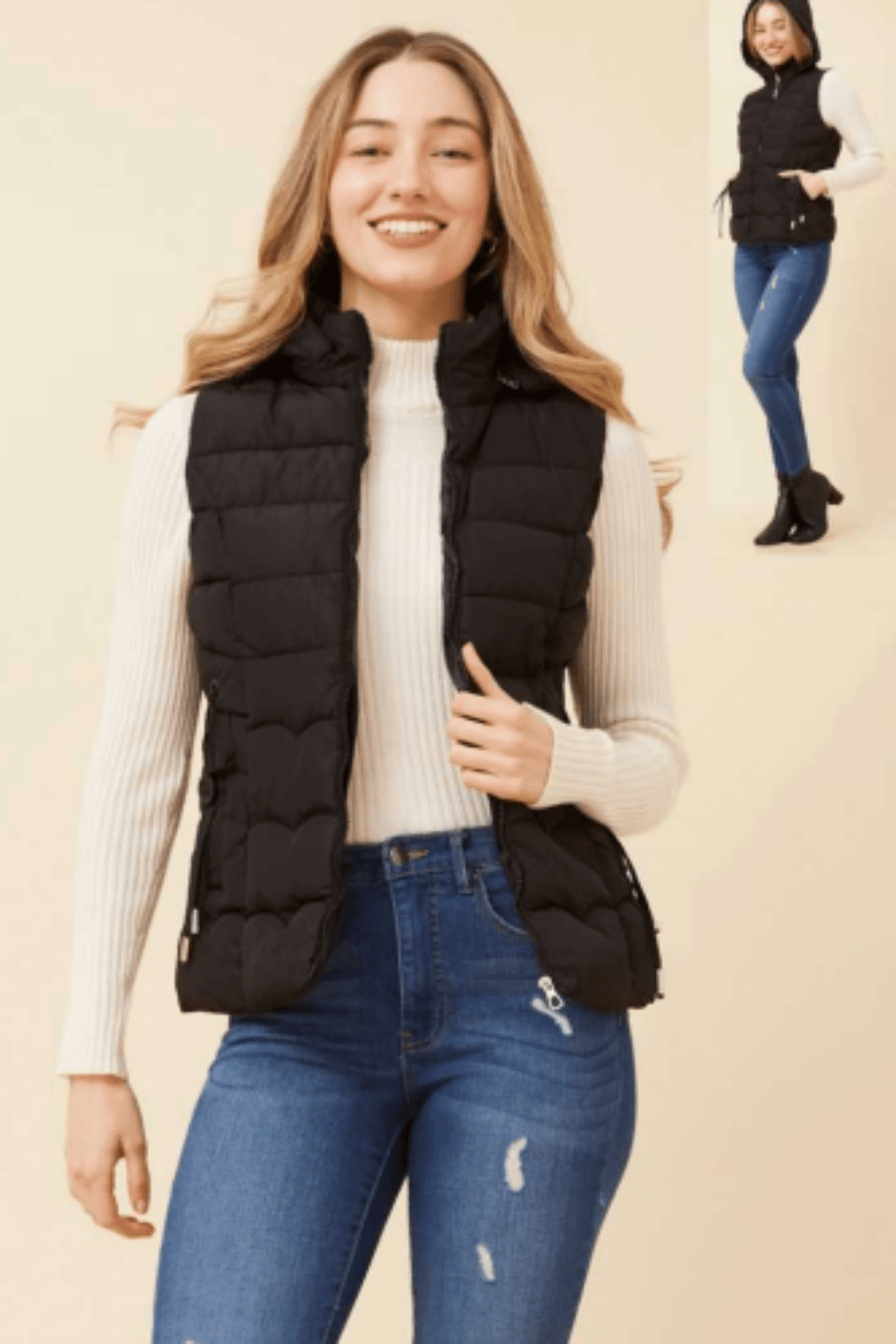 Dahlia Puffer Vest - Black - CK37 - Pizazz BoutiqueCaroline Morgan