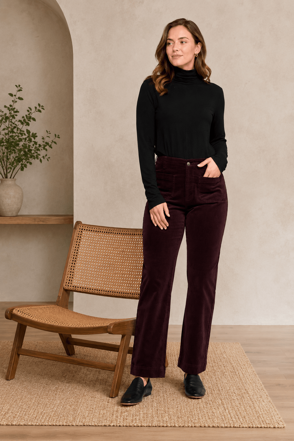 Daily Cord Pant - Merlot - VA5 - Pizazz BoutiqueVassalli