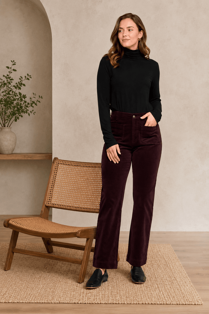 Daily Cord Pant - Merlot - VA5 - Pizazz BoutiqueVassalli