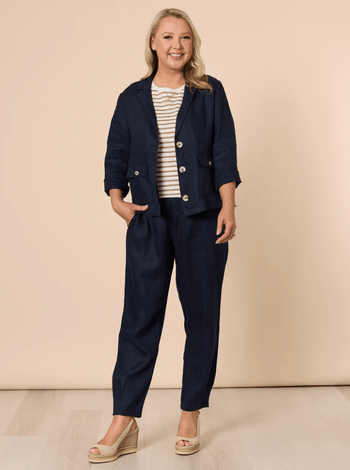 Danielle Linen Jacket - Navy - GS11 - Pizazz BoutiqueGordon smith