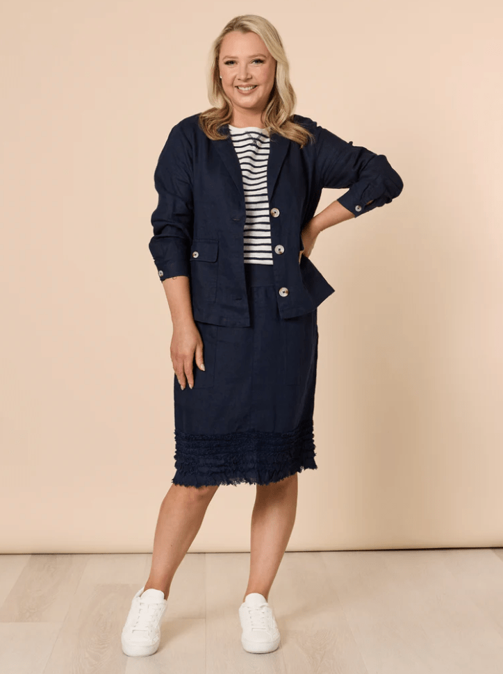 Danielle Linen Jacket - Navy - GS11 - Pizazz BoutiqueGordon smith