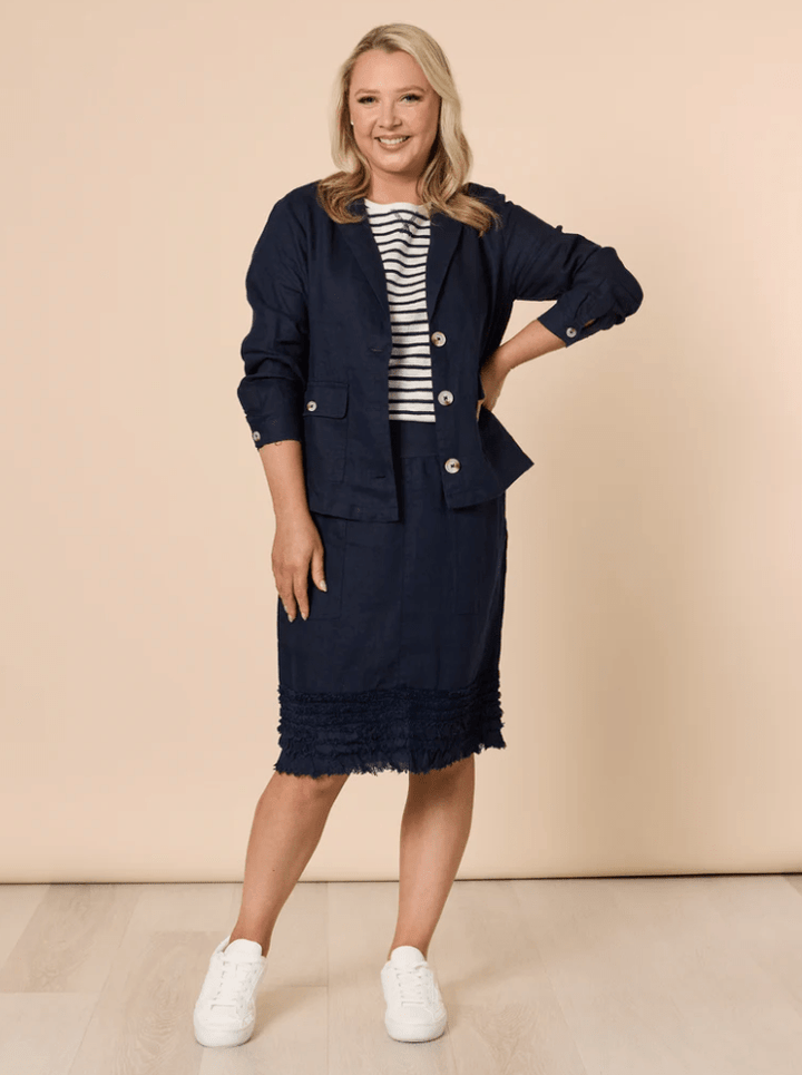 Danielle Linen Jacket - Navy - GS11 - Pizazz BoutiqueGordon smith