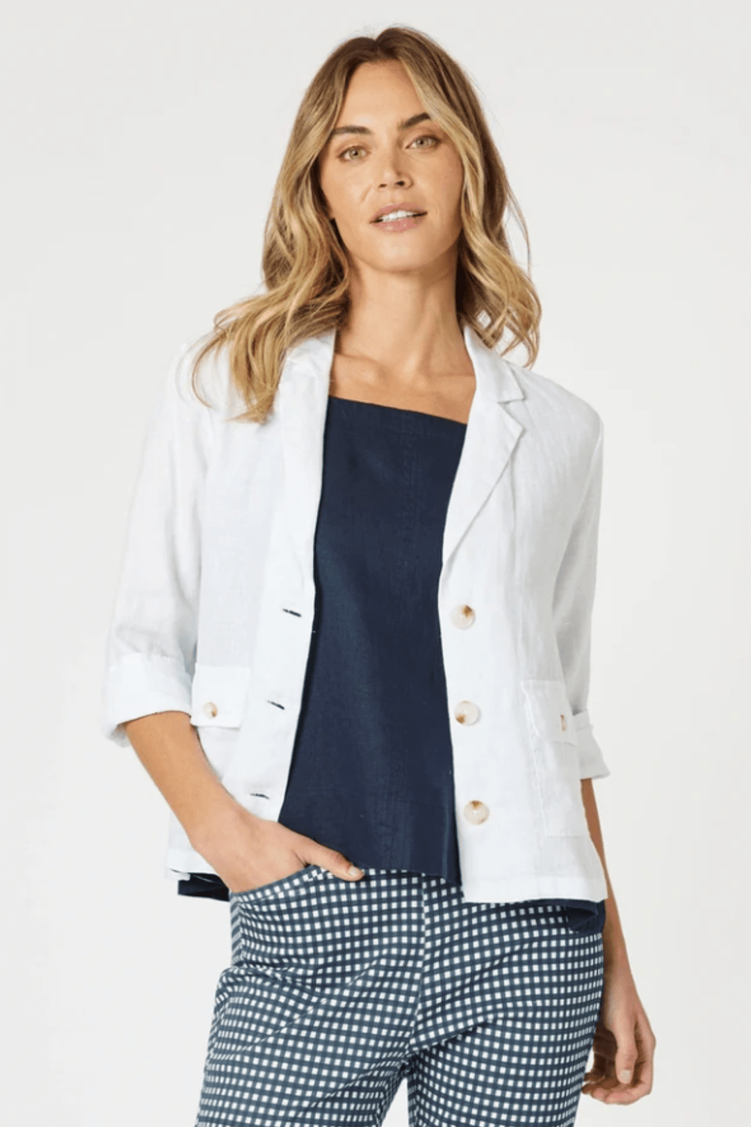 Danielle Linen Jacket - White - GS11 - Pizazz BoutiqueGordon smith
