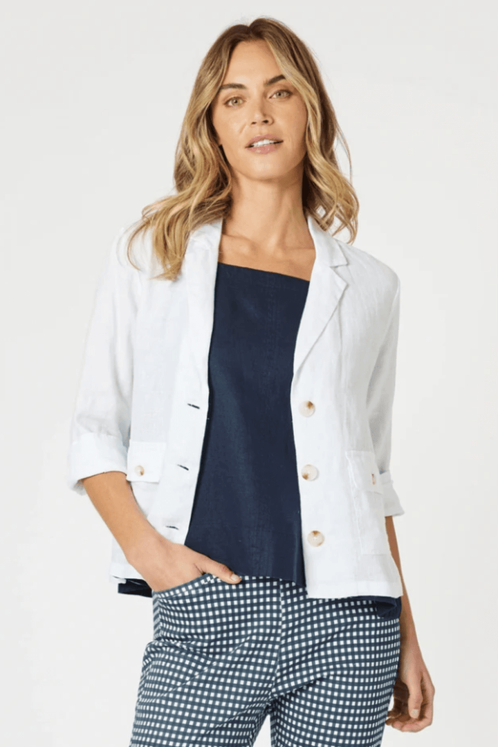 Danielle Linen Jacket - White - GS11 - Pizazz BoutiqueGordon smith