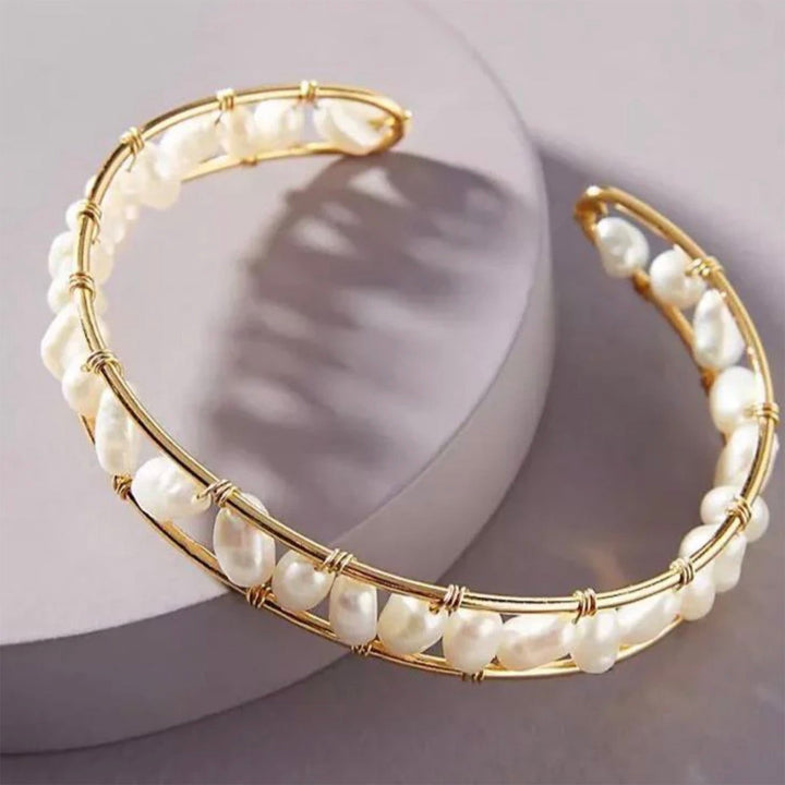 Deborah Freshwater Pearl Bangle - Gold - Pizazz BoutiqueGxG Collective