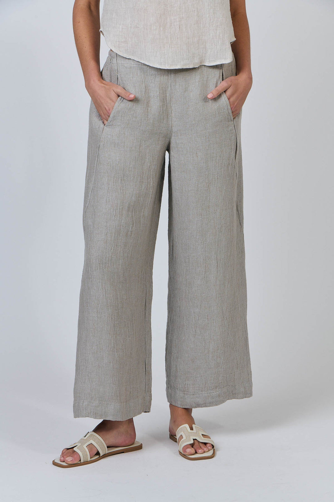 Dee Linen Pant - Cement - OJ7 - Pizazz BoutiqueNaturals By O & J