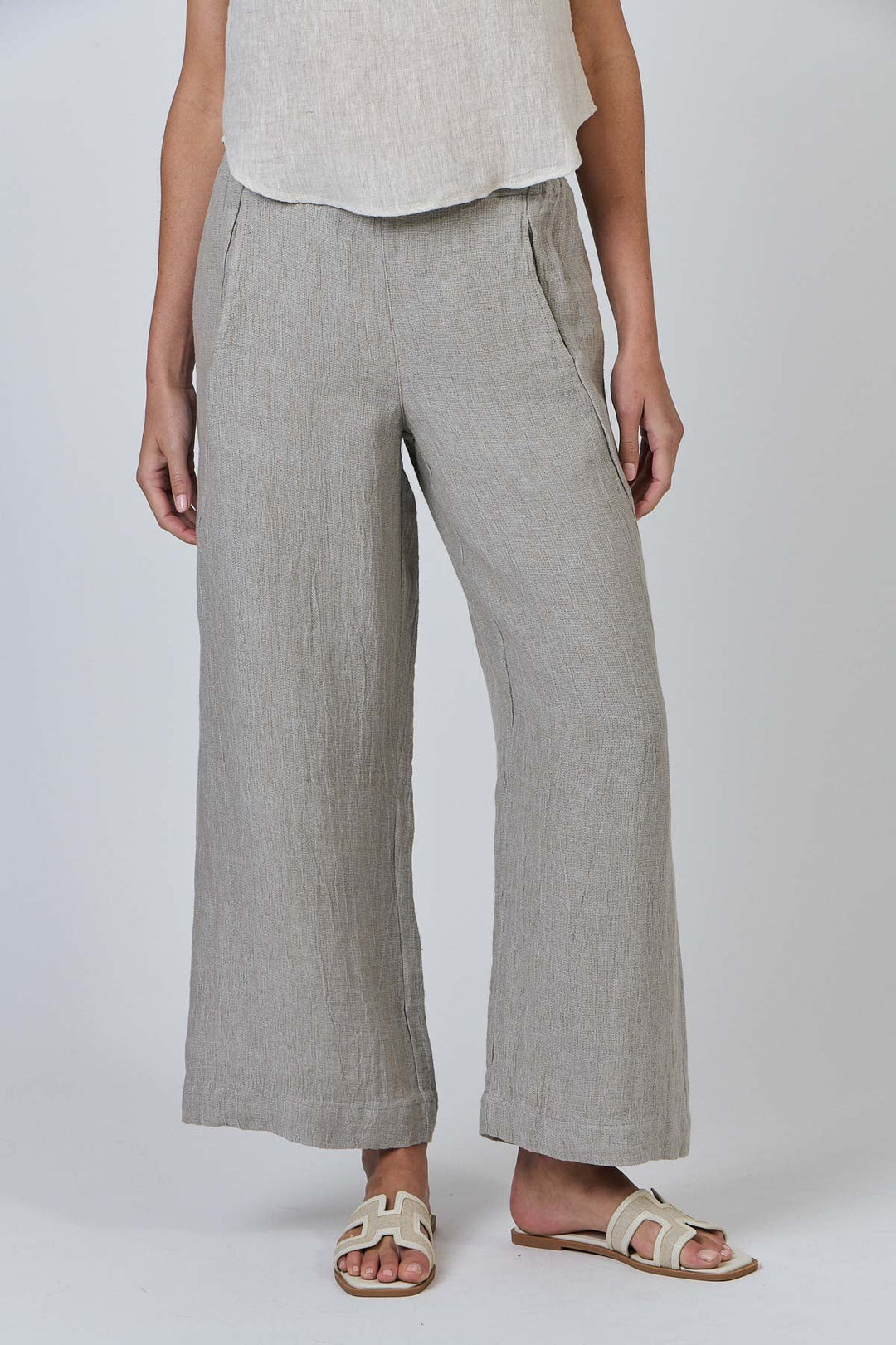 Dee Linen Pant - Cement - OJ7 - Pizazz BoutiqueNaturals By O & J