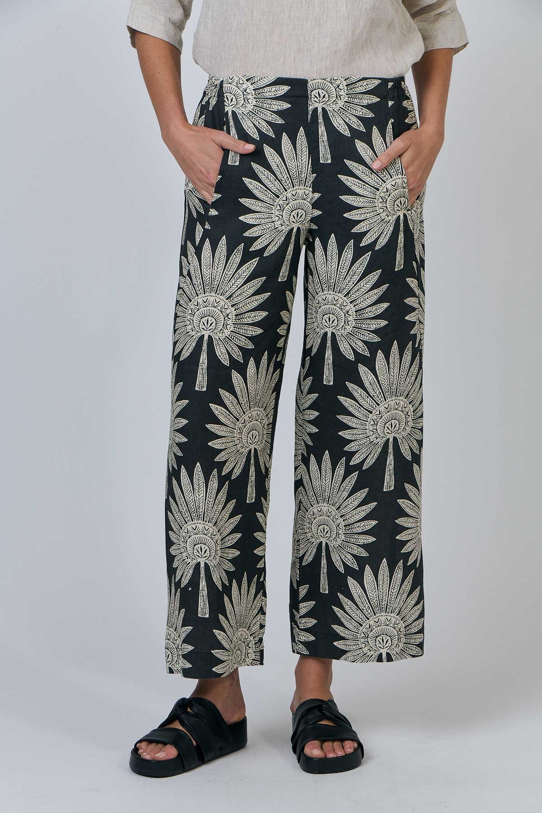 Dee Linen Pant - Date Palm - OJ7 - Pizazz BoutiqueNaturals By O & J