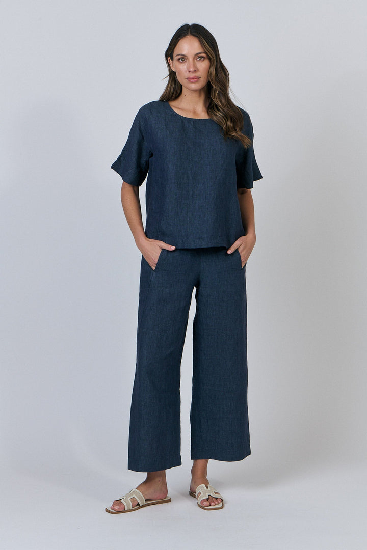 Dee Linen Pant - Poseidon - OJ7 - Pizazz BoutiqueNaturals By O & J
