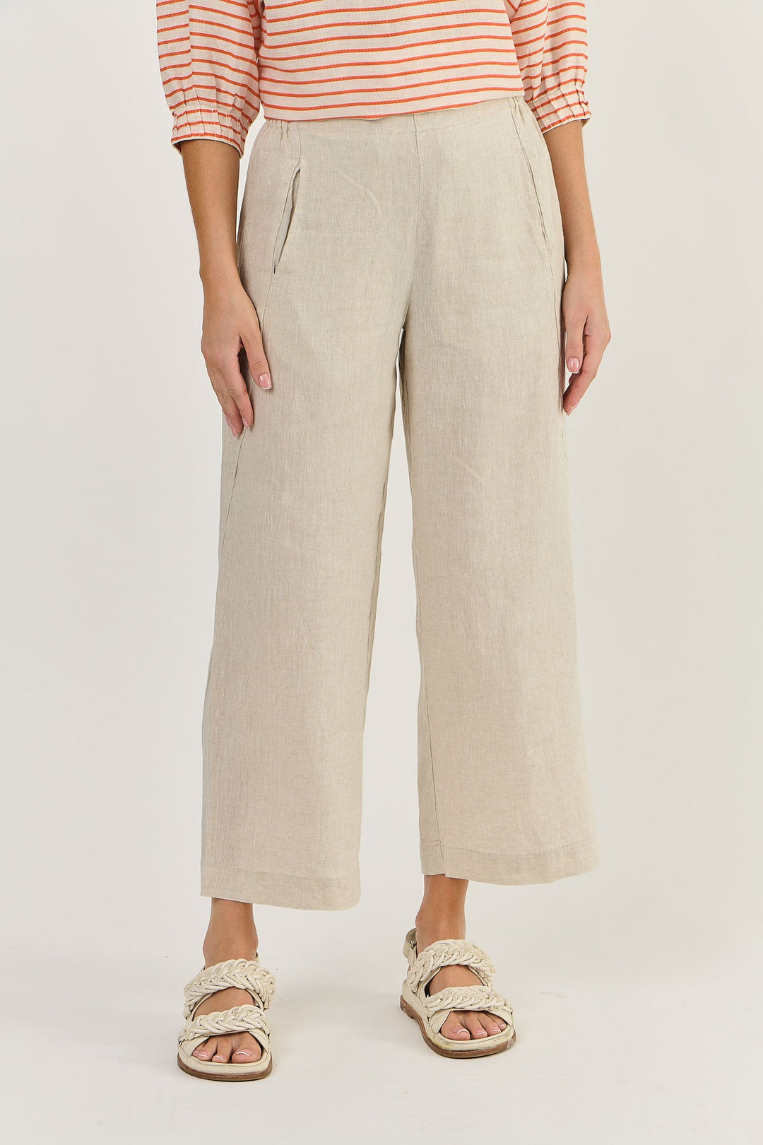 Dee Linen Pant - Sand - OJ7 - Pizazz BoutiqueNaturals By O & J