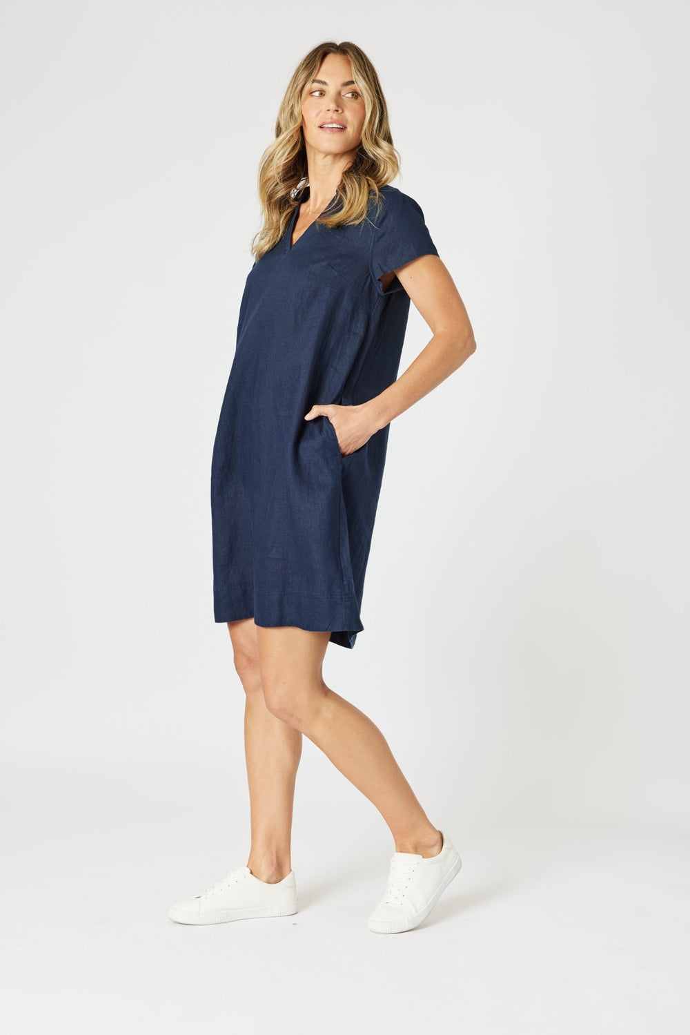 Delta Lino Dress - Navy - GS28 - Pizazz BoutiqueGordon smith