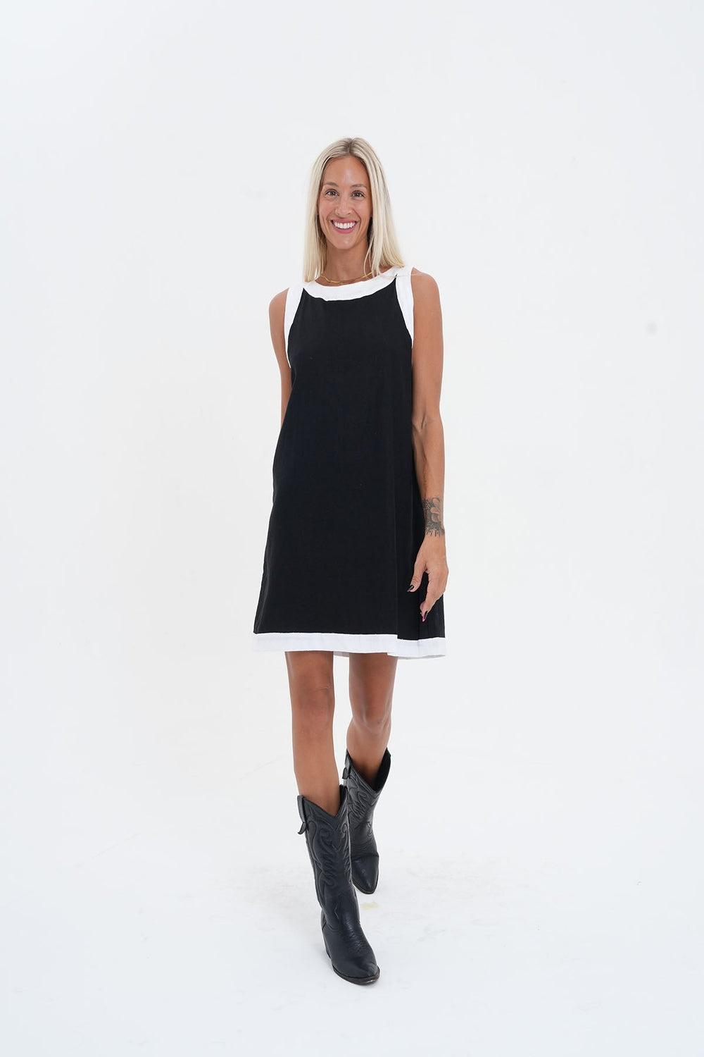 Demi Linen Dress - Black/White - CB27 - Pizazz BoutiqueCarbon The Label