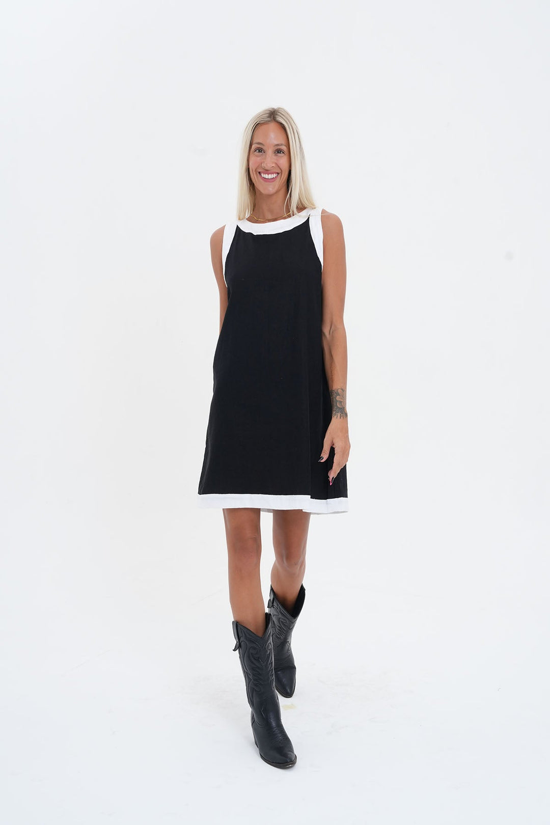 Demi Linen Dress - Black/White - CB27 - Pizazz BoutiqueCarbon The Label