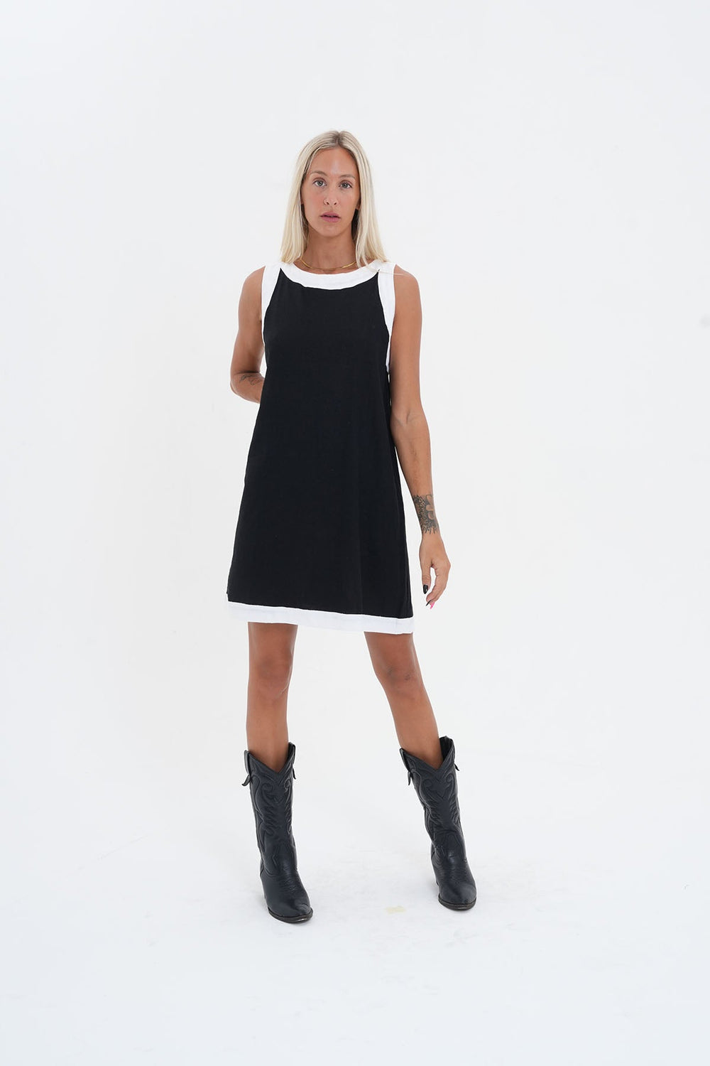 Demi Linen Dress - Black/White - CB27 - Pizazz BoutiqueCarbon The Label