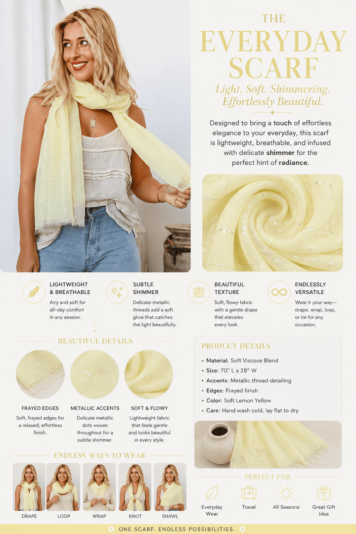 Diamante Check Scarf - Lemon - FR35 - Pizazz BoutiqueFree Spirit