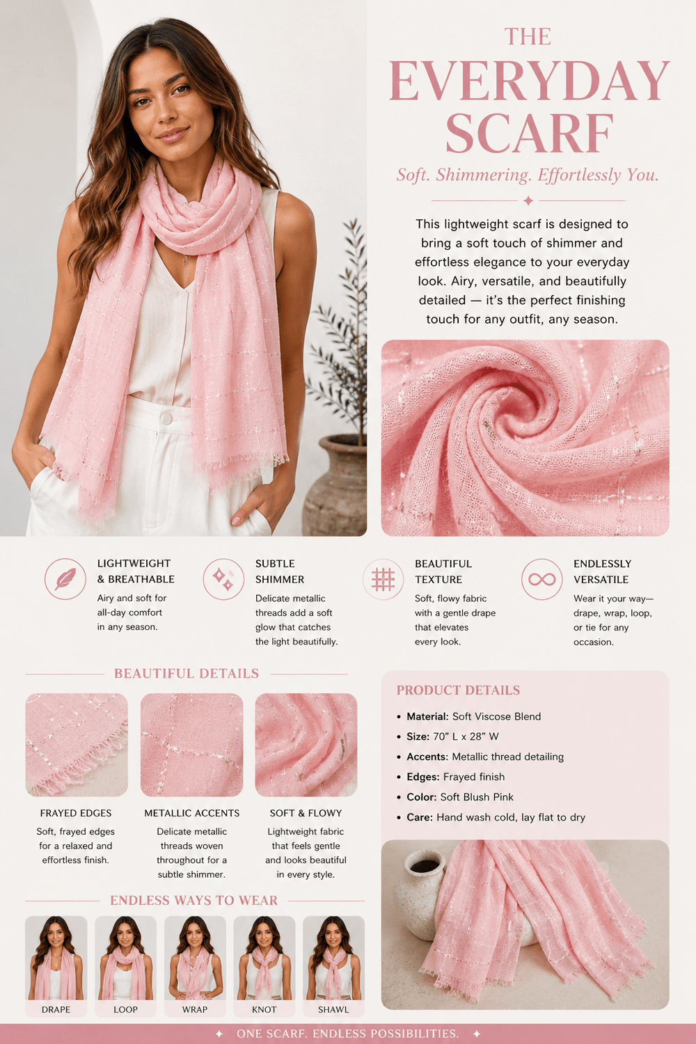 Diamante Check Scarf - Pink - FR35 - Pizazz BoutiqueFree Spirit