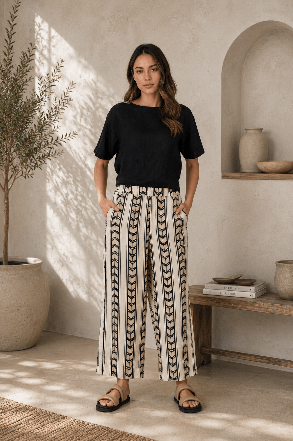 Eden Linen Pant - Chevron - OJ45 - Pizazz BoutiqueNaturals By O & J