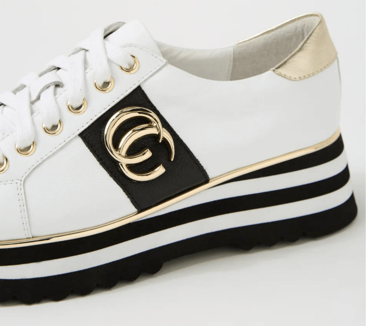 Edgey Sneaker - White/Gold - DJ37 - Pizazz BoutiqueDjango & Juliette
