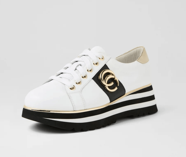 Edgey Sneaker - White/Gold - DJ37 - Pizazz BoutiqueDjango & Juliette