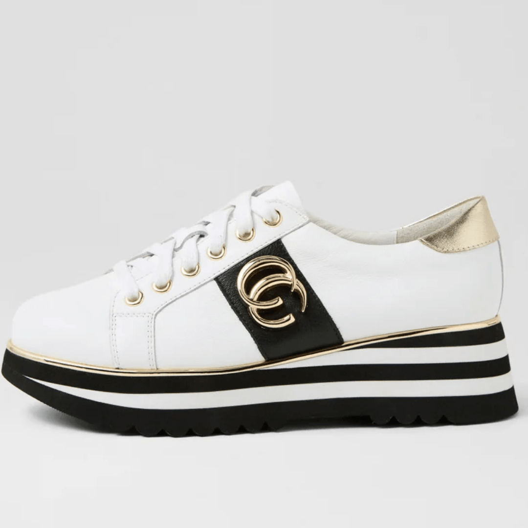 Edgey Sneaker - White/Gold - DJ37 - Pizazz BoutiqueDjango & Juliette