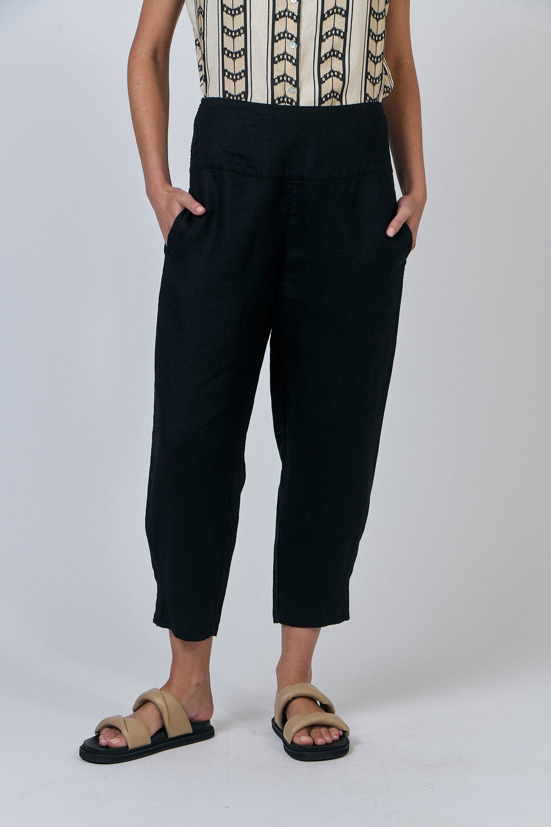 Eliza Linen Pant - Black - OJ59 - Pizazz BoutiqueNaturals By O & J