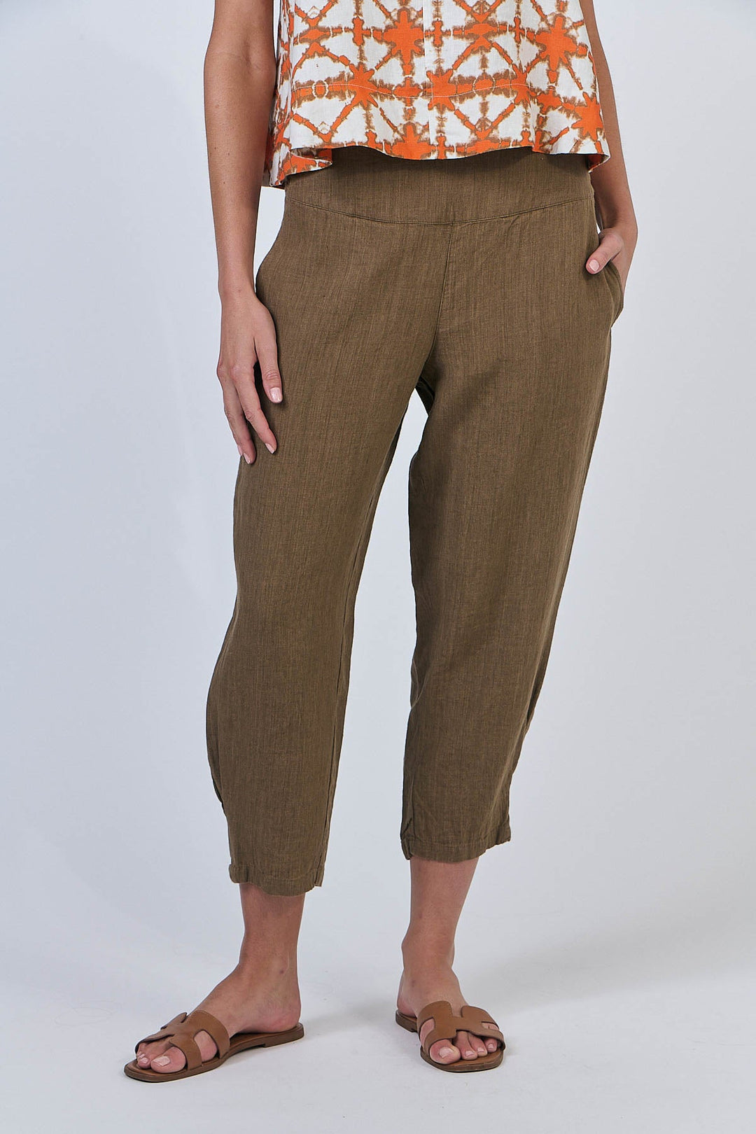 Eliza Linen Pant - Tobacco - OJ59 - Pizazz BoutiqueNaturals By O & J