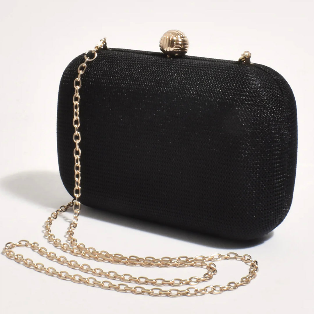 Ella Woven Structured Clutch - Black - AD5