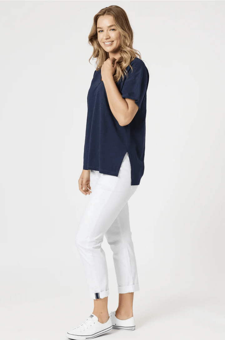 Elle T-Shirt - Navy - TZ29 - Pizazz BoutiqueThreadz
