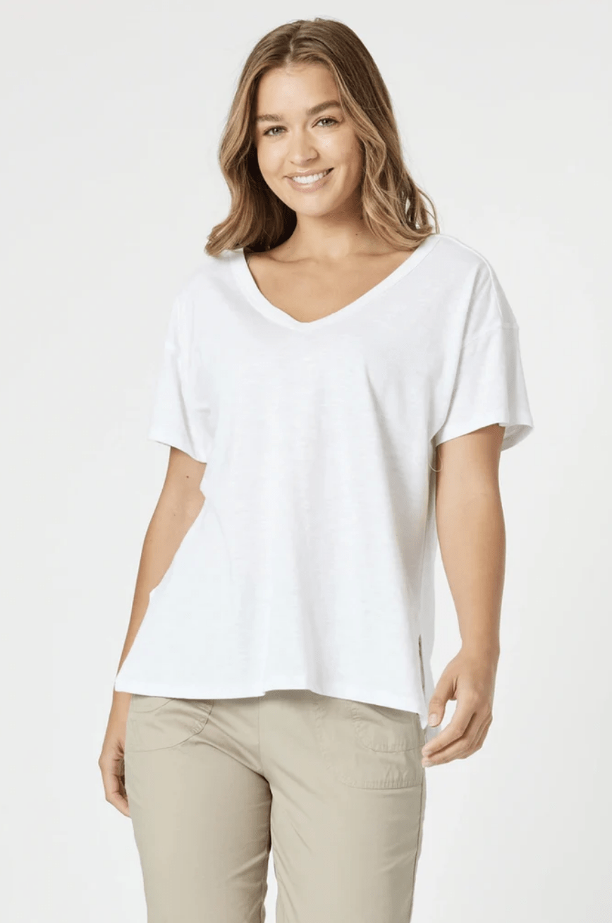 Elle T-Shirt - White - TZ29 - Pizazz BoutiqueThreadz