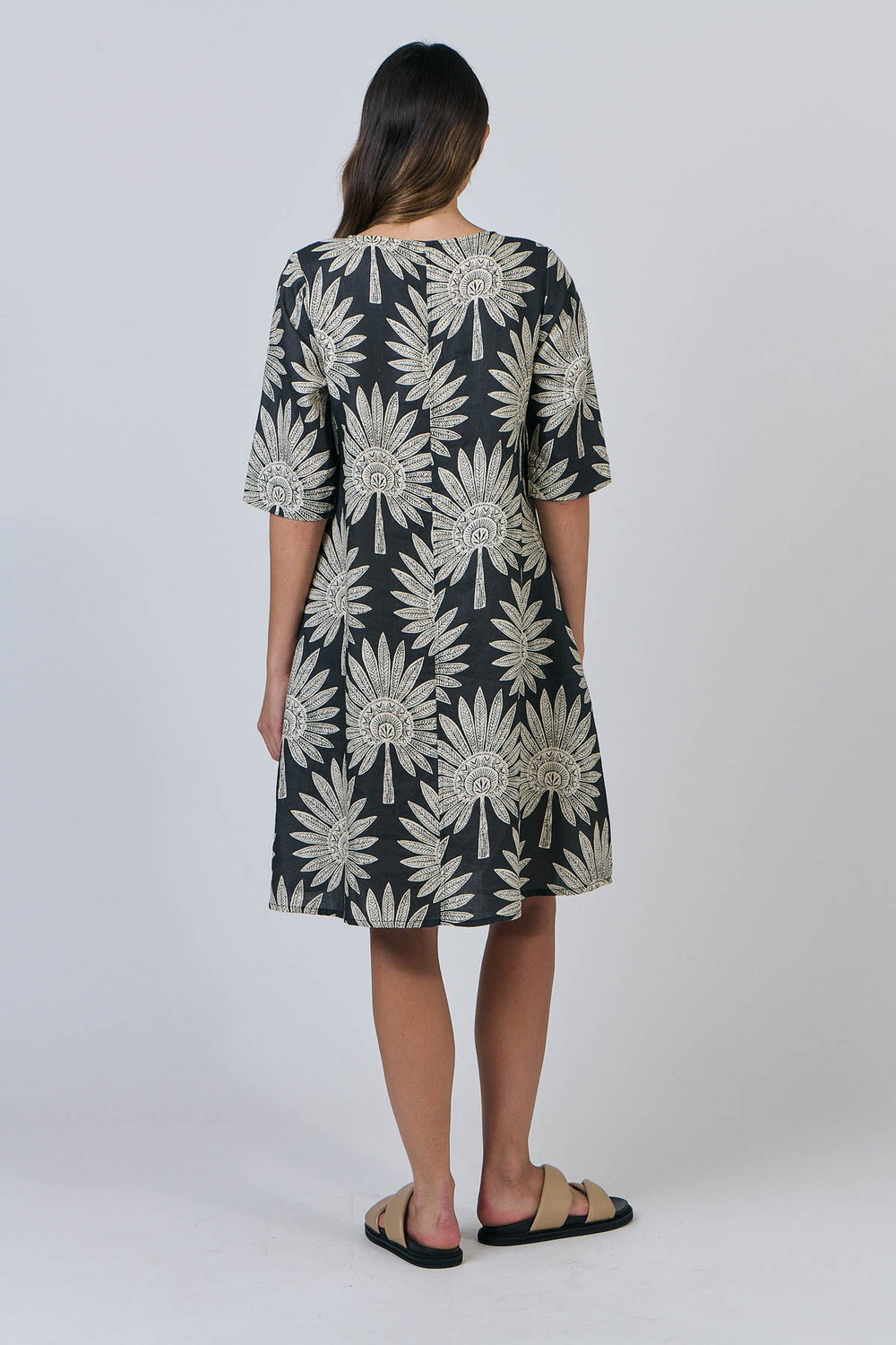 Ellie Linen Dress - Date Palm - OJ18 - Pizazz BoutiqueNaturals By O & J