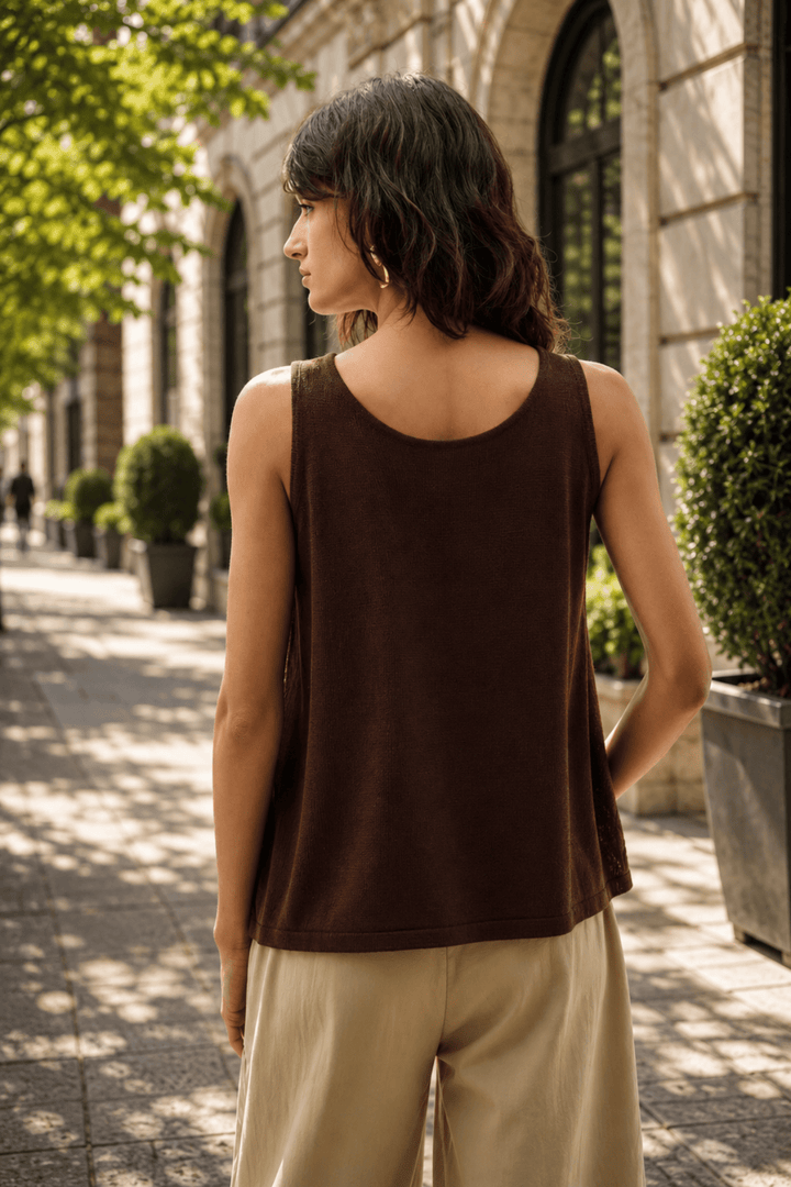 Embellished Knit Camisole - Chocolate - JR97 - Pizazz BoutiqueJoseph Ribkoff